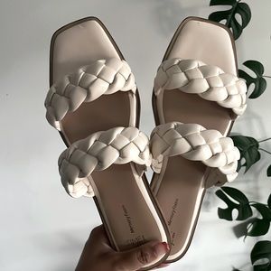 Braided white sandals